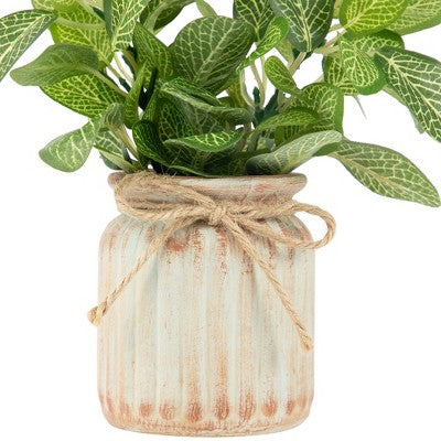  Northlight 8" Reticulated Artificial Spring Foliage In Ceramic Pot