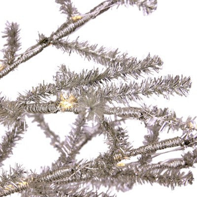  Northlight 3' Pre-Lit LED Silver Tinsel Twig Artificial Christmas Tree - Clear Lights