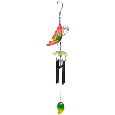  Northlight 19" Red Metal Butterfly Outdoor Garden Windchime