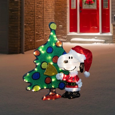 Northlight 32" LED Lighted Peanuts Snoopy And Christmas Tree Outdoor Decoration - Clear Lights