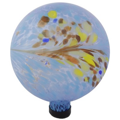  Northlight 10" Blue Hand Painted Feather Design Outdoor Garden Gazing Ball