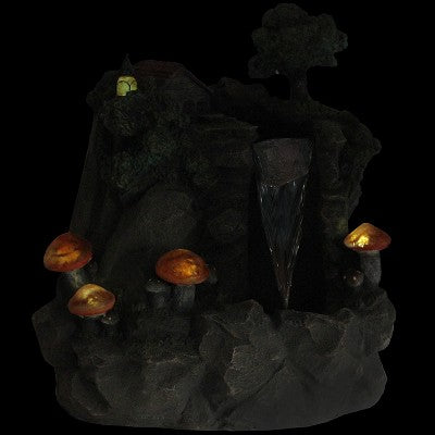  Northlight 24.5" Solar LED Lighted Mushrooms By Waterfall Outdoor Patio Garden Water Fountain