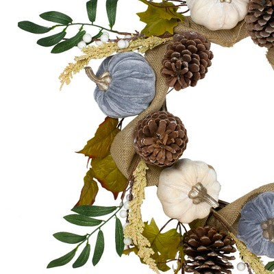  Northlight Pumpkins Foliage Grapevine Artificial Thanksgiving Wreath, 24-Inch, Unlit
