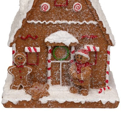  Northlight Frosted Gingerbread House With Gingerbread Man Christmas Decoration - 8.5"