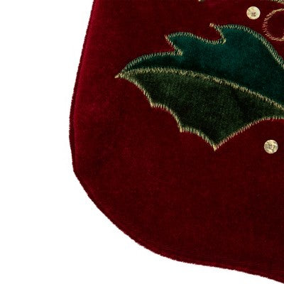  Northlight 21" Red And Green Holly Embroidered Velvet Christmas Stocking