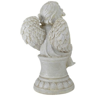  Northlight 9" Ivory Praying Angel On Pedestal Outdoor Garden Statue