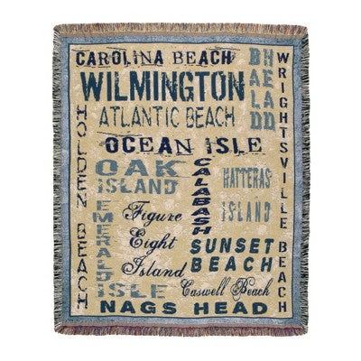  Northlight 60" Rectangular Tapestry Throw Blanket With Fringe Border "North Carolina Shore" Inspired Design
