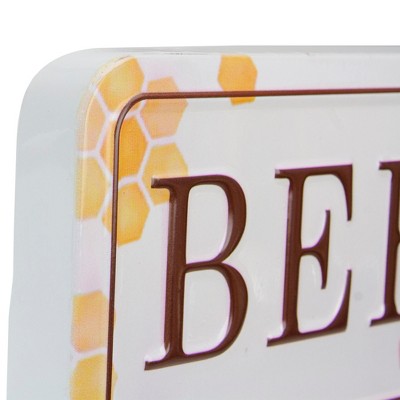  Northlight 20" White And Brown "BEE Thankful" Metal Sign With Honeycombs Wall Decor