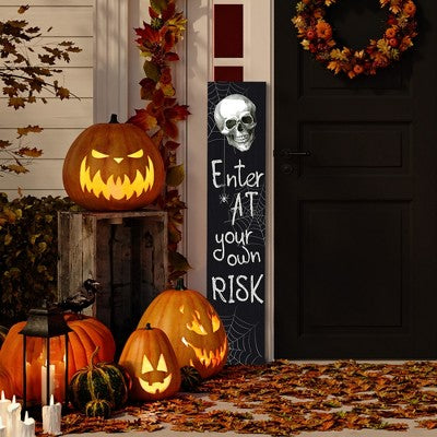  Northlight 36" Enter At Your Own Risk Wood Halloween Wall Sign