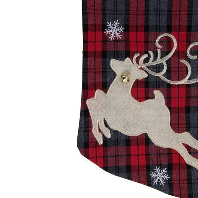  Northlight Plaid Merry Christmas Reindeer Stocking - 19" - Red And Green