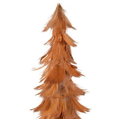  Northlight Small Layered Feather Cone Tree Glittered Christmas Decoration - 16" - Rust Orange