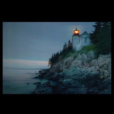  Northlight LED Lighted Lighthouse Home With Morning Sunrise Canvas Wall Art 15.75" X 23.5"