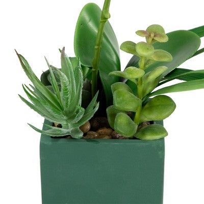  Northlight 12" Orchid And Succulents Artificial Potted Flower Arrangement - Green/White