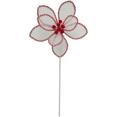  Northlight 22" Candy Cane Poinsettia Christmas Stem Spray