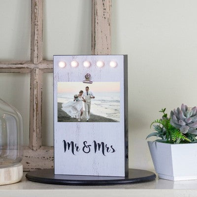  Northlight LED Lighted Mr & Mrs Picture Frame With Clip - 4" X 6"