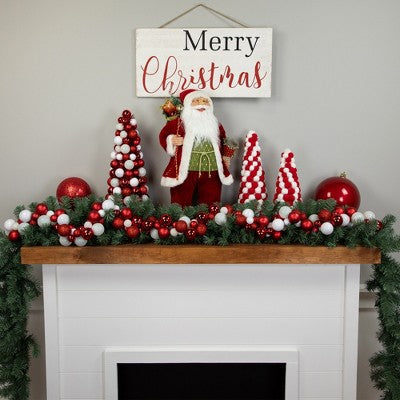  Northlight 6' Red And White 3-Finish Shatterproof Ball Christmas Garland