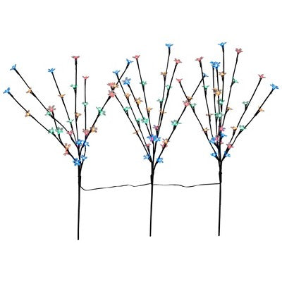  Northlight Set Of 3 Pre-Lit Cherry Blossom Artificial Tree Branches 2.5' - Multicolor LED Lights