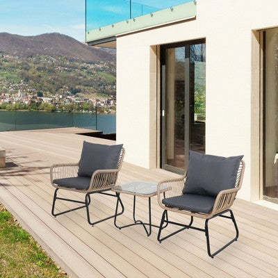  Northlight 3-Piece Santa Cruz Rattan Outdoor Patio Chat Set With Cushions