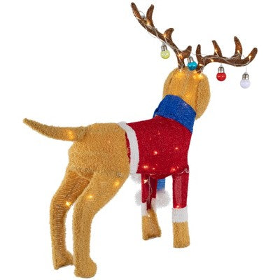  Northlight 36.5" LED Lighted Dog Wearing Antlers Christmas Outdoor Yard Decoration
