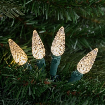  Northlight LED Faceted C6 Christmas Lights - Warm White - 23' Green Wire - 70ct