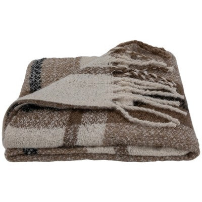  Northlight Taupe Plaid Woven Throw Blanket With Fringe 50" X 60"