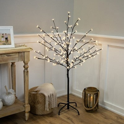  Northlight 4' LED Lighted Sakura Cherry Blossom Artificial Flower Tree - Warm White Lights