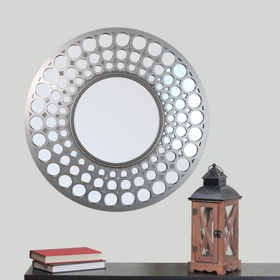  Northlight 24.75" Silver Cascading Orbs Round Wall Mirror