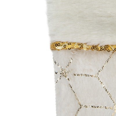  Northlight 20" Cream And Gold Christmas Stocking With Faux Fur