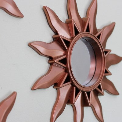  Northlight Set Of 3 Mayan Sunburst Matte Copper Round Mini Mirrors 9.5"