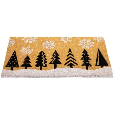  Northlight Trees And Snowflakes Natural Coir Christmas Outdoor Doormat 18" X 30"