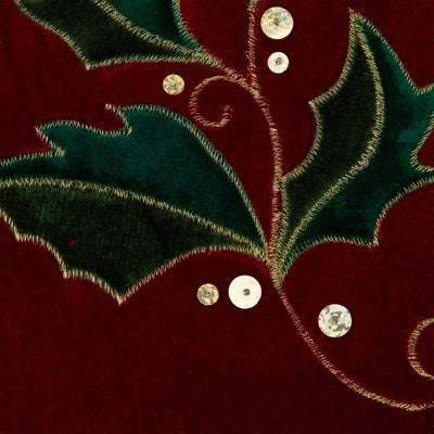  Northlight 21" Red And Green Holly Embroidered Velvet Christmas Stocking