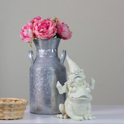  Northlight 9.75" Spring Weathered Frog And Gnome Outdoor Patio Garden Statue - Ivory