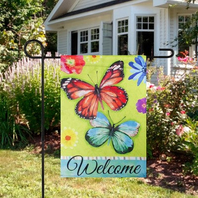  Northlight Welcome Butterflies Outdoor Floral Garden Flag 12.5" X 18"
