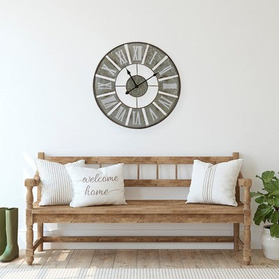  Northlight 18" Round Galvanized Metal Roman Numeral Wall Clock