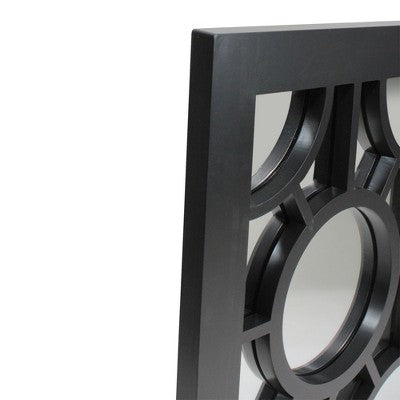  Northlight 25.5" Black Geometric Circles Rectangular Wall Mirror