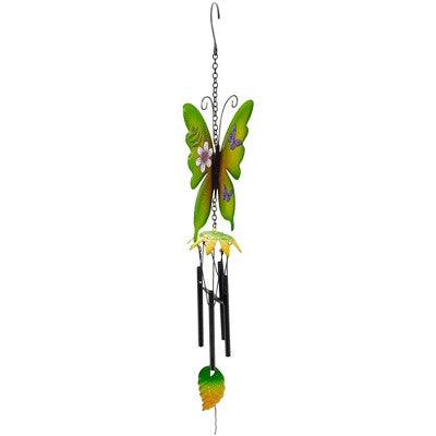  Northlight 15.75" Green Metal Butterfly Outdoor Garden Windchime