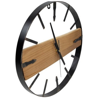  Northlight Rustic Metal Frame Wall Clock -15.75" - Black