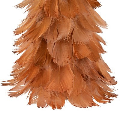  Northlight Small Layered Feather Cone Tree Glittered Christmas Decoration - 16" - Rust Orange
