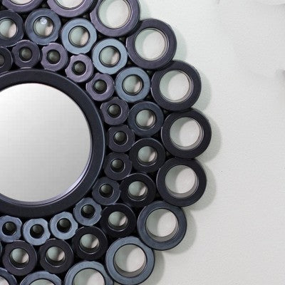  Northlight Set Of 3 Round Black Cascading Angular Orbs Mirrors 9.5"