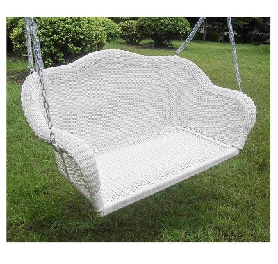  Northlight 28" X 50" Hand Woven Wicker Outdoor Porch Swing - White