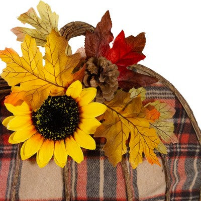  Northlight 14" Orange And Brown Plaid Fall Harvest Pumpkin Wall Decor