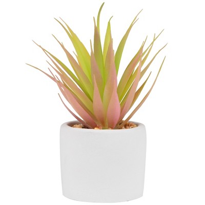  Northlight 6.5" Green Artificial Sword Grass In A White Pot