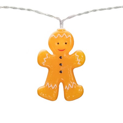  Northlight 10-Count LED Orange Gingerbread Men Christmas Fairy Lights, 4ft, Copper Wire