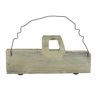  Northlight 11.75" White Wooden Pick Up Truck Fall Harvest Wall Hanging