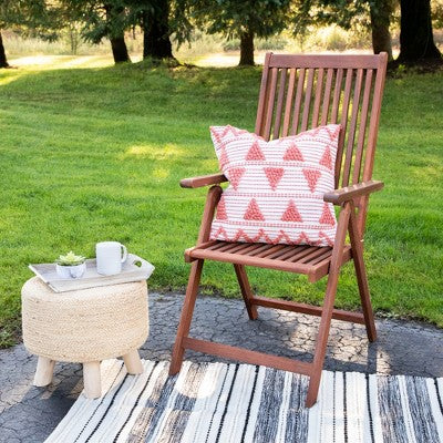  Northlight 20" Orange And Cream Handloom Woven Outdoor Square Throw Pillow