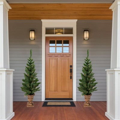  Northlight 2ct Prelit Artificial Christmas Tree Potted Porch Pine Topiary - Clear Lights