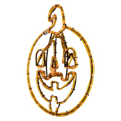  Northlight 18" Orange Jack O Lantern 4 Function LED Lighted Halloween Window Silhouette