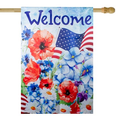  Northlight Welcome Patriotic Floral Outdoor House Flag 40" X 28"