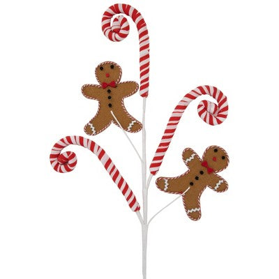  Northlight 28" Gingerbread And Candy Cane Swirls Christmas Spray