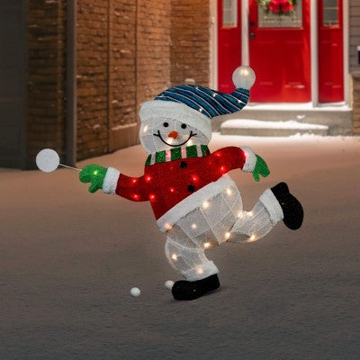  Northlight Lighted Snowman With Snowball Outdoor Christmas Decoration - 36.25" - Clear Lights